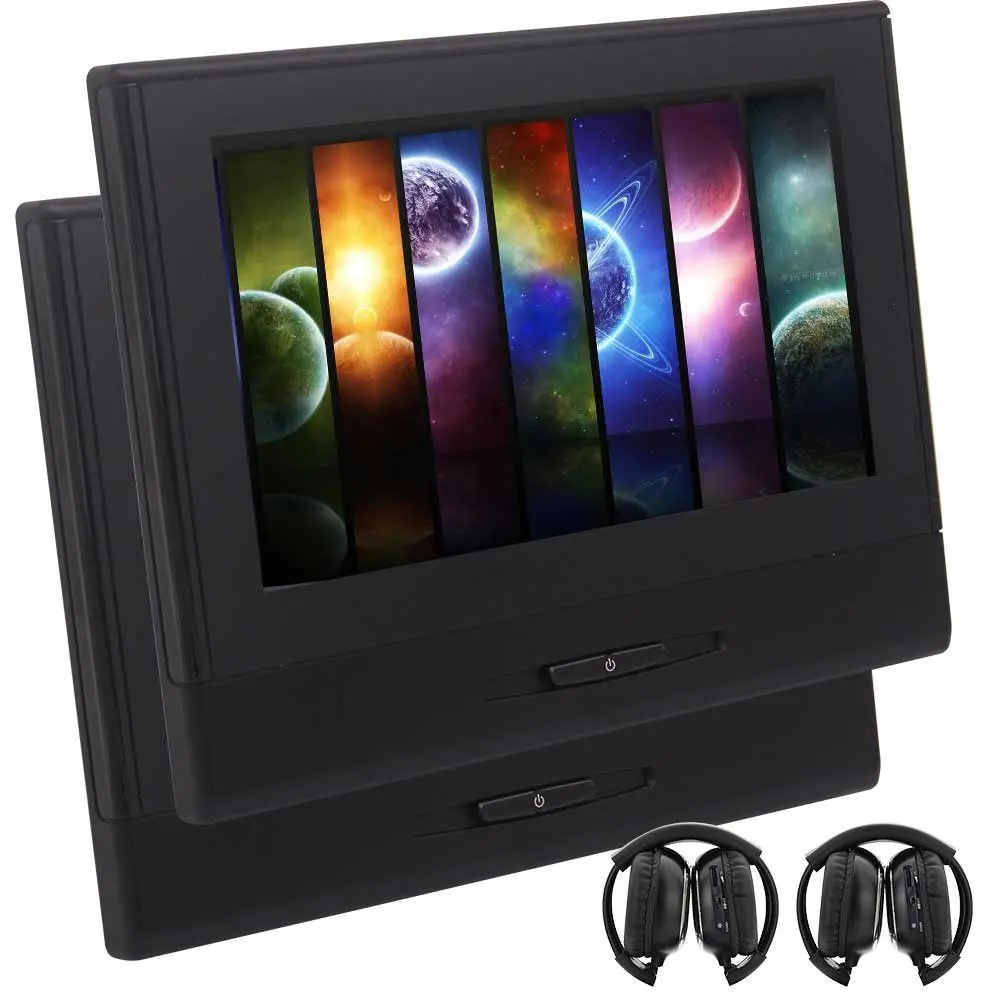 8 inch 2 pcs LCD Monitor Car Headrest Twin DVD Headrests FM Transmitter