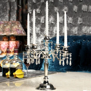 

Romantic Crystal Candlestick European Candle Holder Candlelight Dinner Christmas Decorativas Scented Candles home decor 50X030