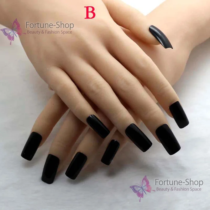 Buy TKGOES 20pcs Acrylic Fake Nails Black Nail Tips