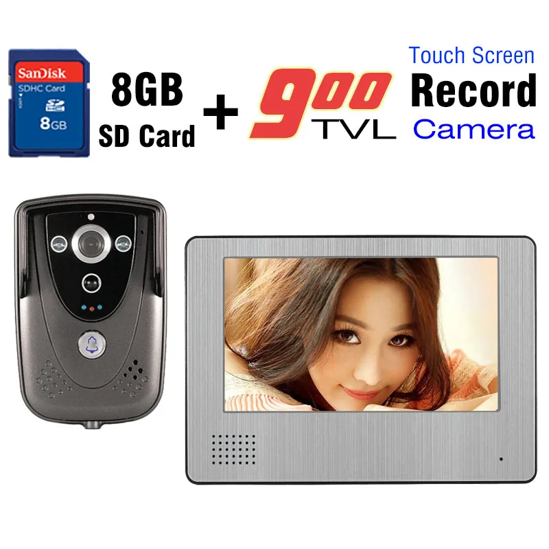 ##BUY Video Intercom System 7 inch Touch Screen 8GB Record Video Door Phone DoorBell IR Night Vision Camera video doorphone