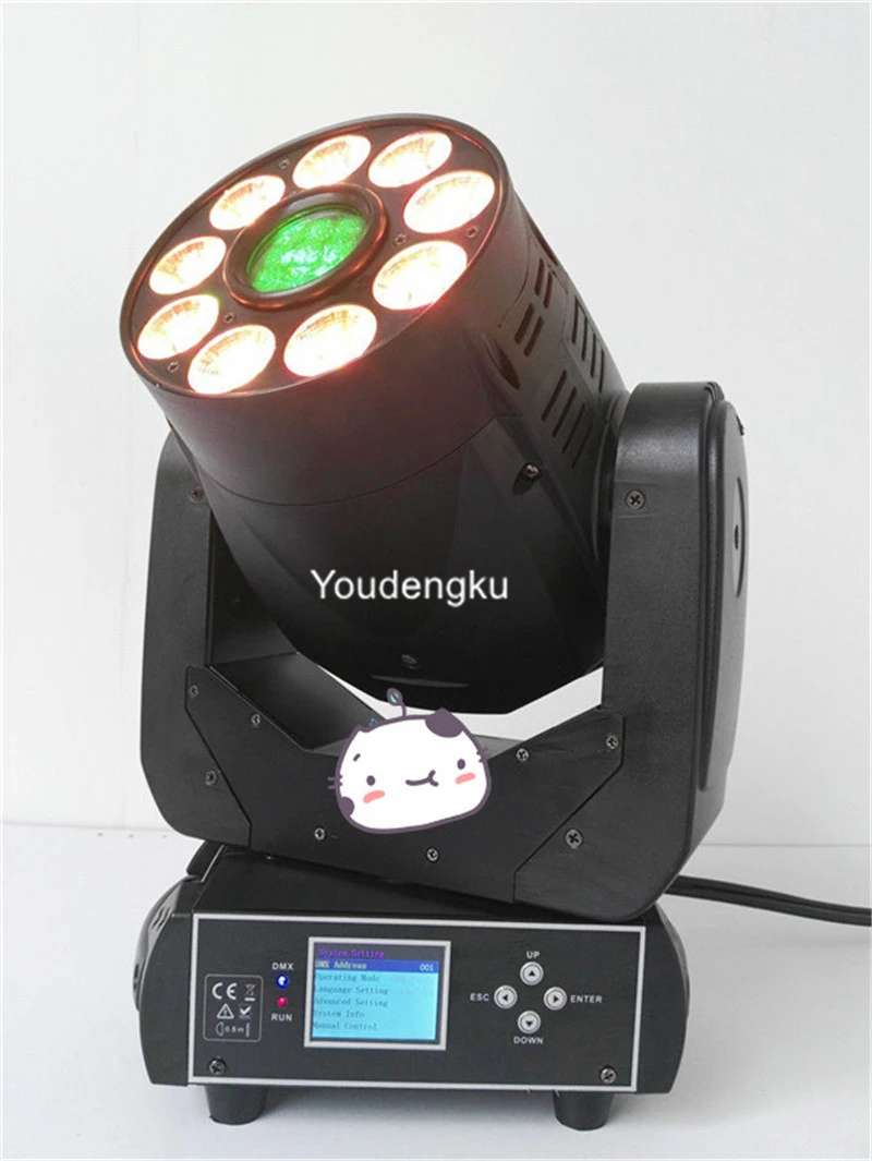 2 pieces Moving spot 75w led 9*12w 6in1 rgbwa uv led moving head wash