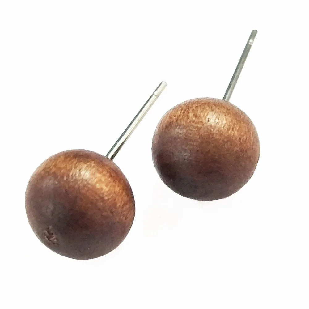 

Fashion New Arrival Wood Earring Small Round Brown Black Natural Round Wood Eardrop For Women Jewelry Making Accessories