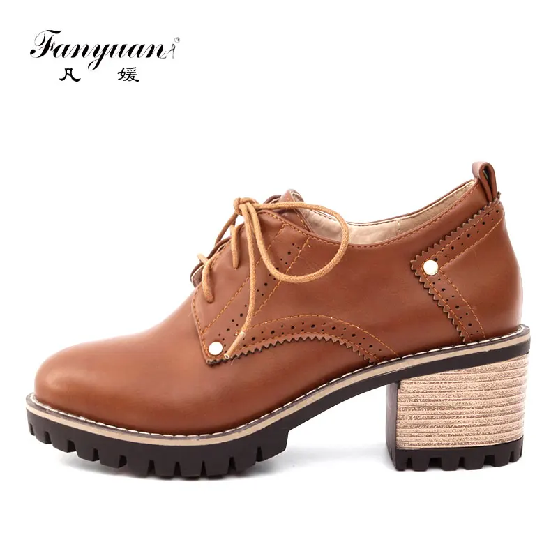 

Fanyuan Latest Italian Casual Shoes Lace Up Womens Retro Brogues Shoes Comfort Round Toe Canvas Shoes Ladies Oxfords Footwear