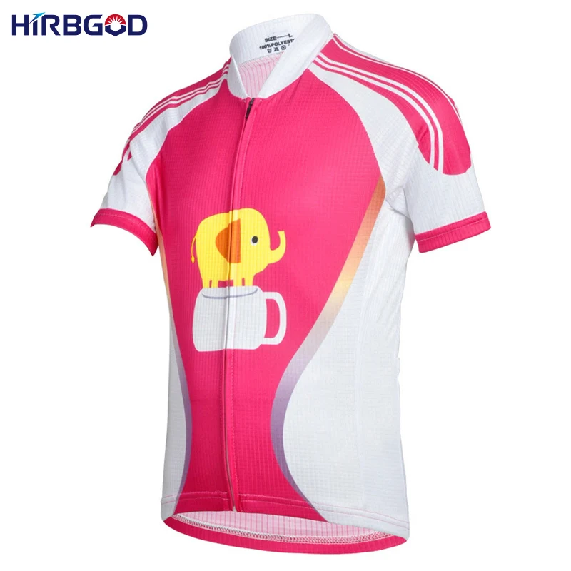 HIRBGOD 2016 new girl child womens cartoon pink pig cycling jersey