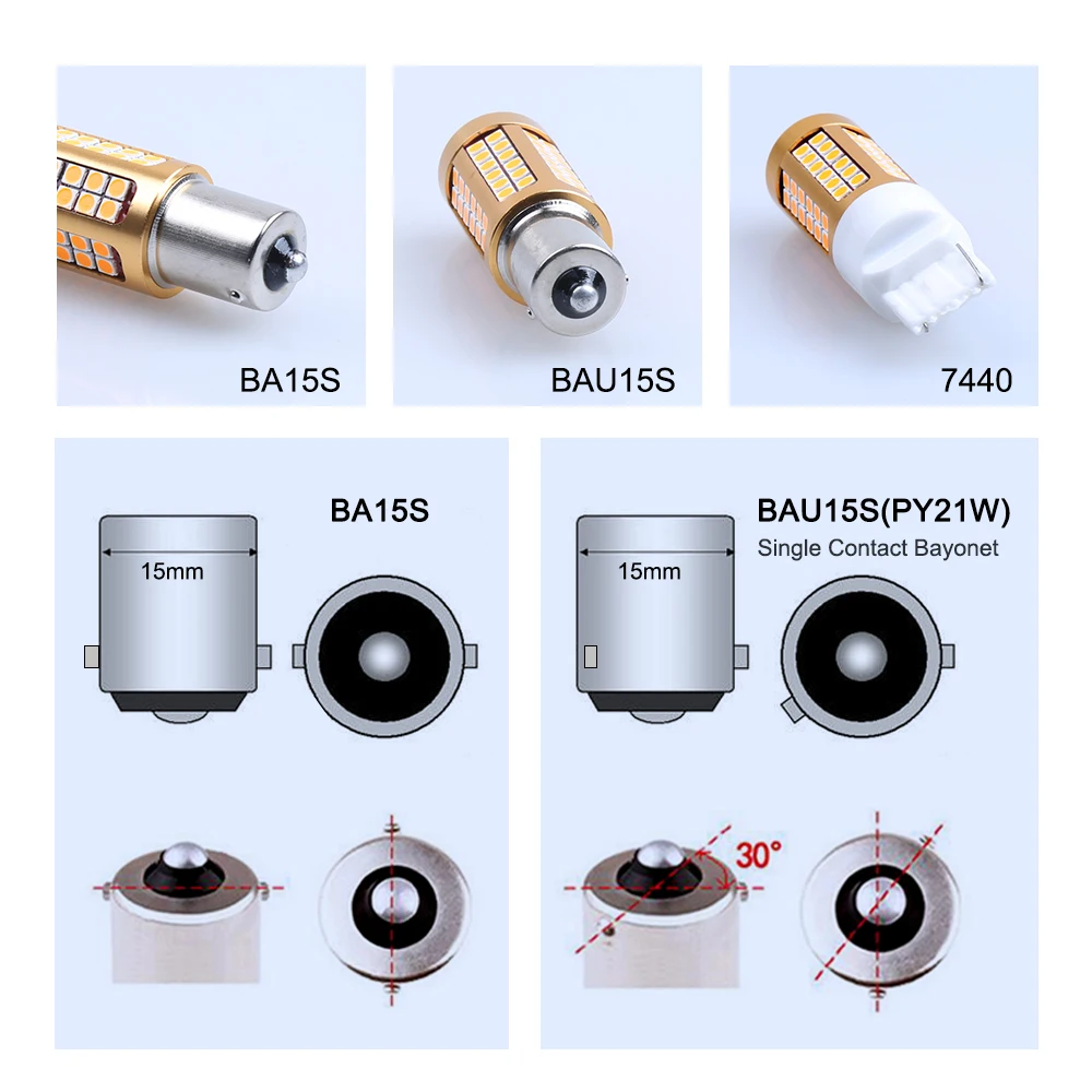 

LED CANBUS No error bau15s 1156 T20 PY21W bulb 78SMD decoders for Car Turn Signal Lights Amber Yellow 12V