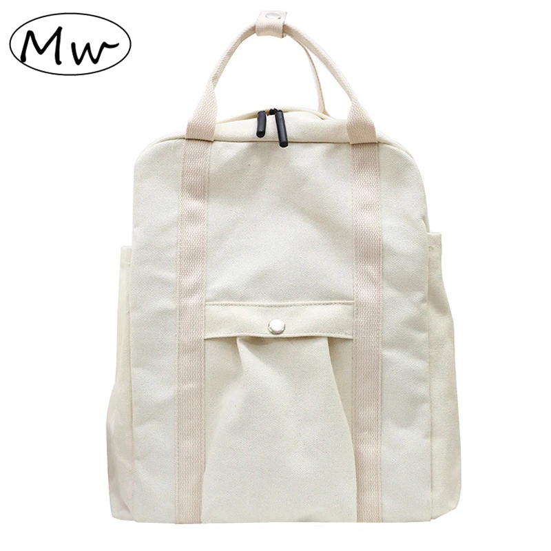 

Moon Wood Solid White Black Canvas Backpack Unisex School Bags For Teenage Girls Boys Large Capacity Casual Travel Bagpack 2019