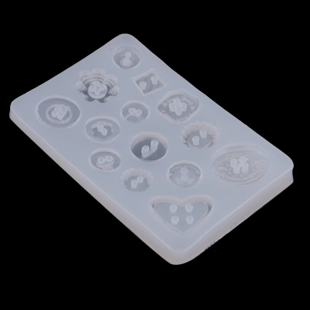 Assorted Buttons Jewelry Silicone Mold with 2/4 Holes for Polymer Clay, Crafting, Resin Epoxy, Pendant Earrings Making