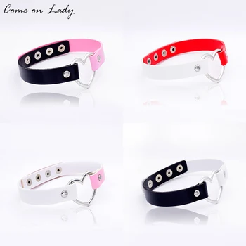 

4Pcs/Lot Punk Leather Heart Choker Necklace Women Legs&Neck&Wrist Wear Multi-purpose Funky Chockers collares collier ras du cou