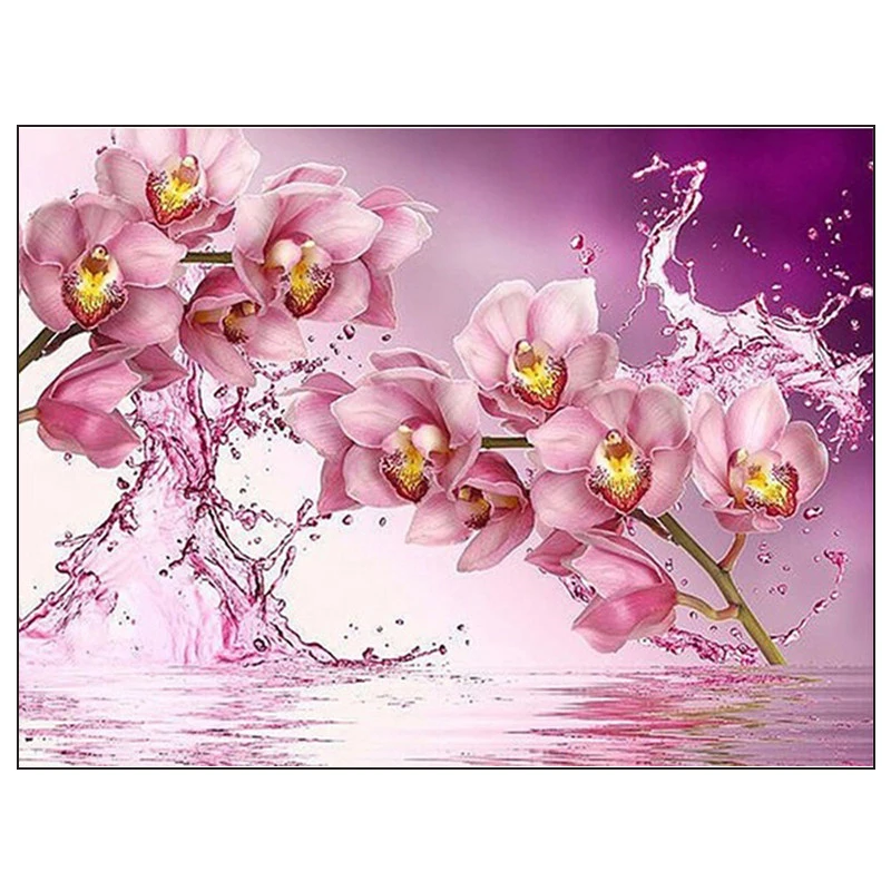 Rhinestones Embroidery Flowers 5D DIY Diamond Painting Full Square Cross Stitch Diamond Mosaic Kit Orchid Home Decorative