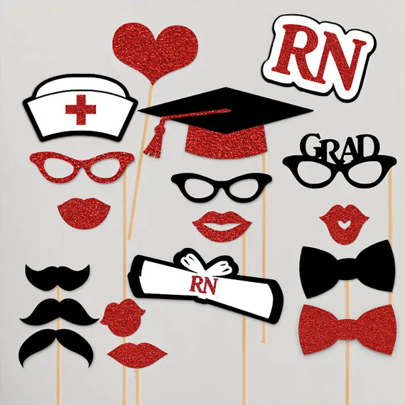 custom Doctor and Nurse N BSN Graduation LPN Cna Red Photo Booth Props ...