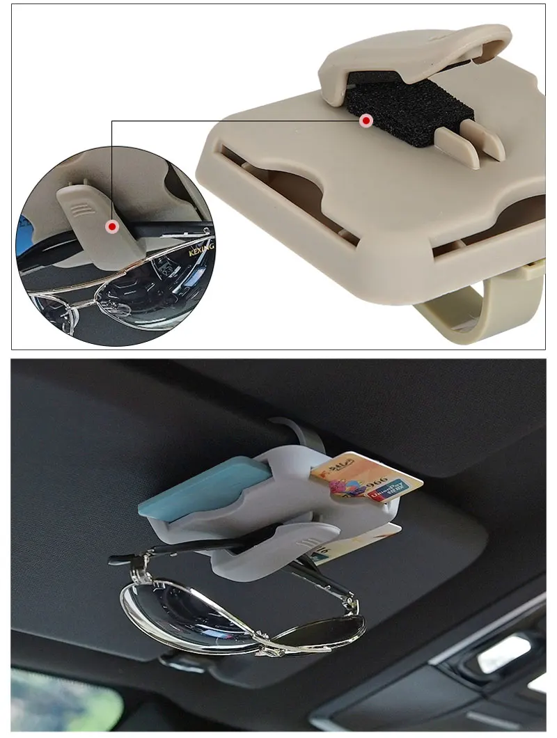Car Sunglasses Holder Sun Visor Clips Card Organizer Bags Sun Glasses Case Box Stowing Tidying Storage Interior Car Accessories (8)