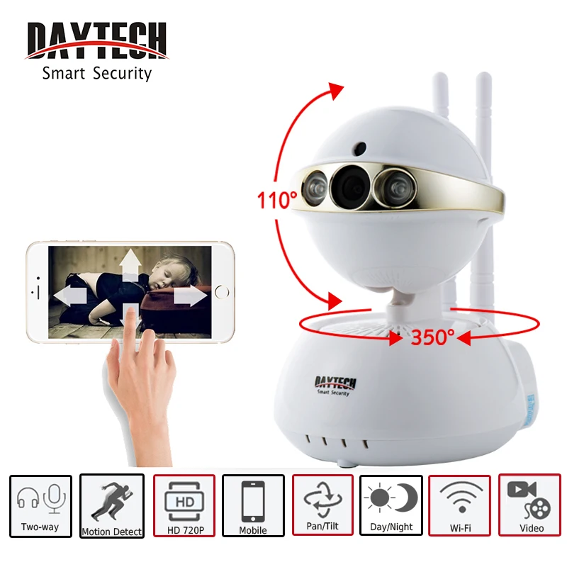 

DAYTECH Wireless IP Camera WIFI Smart Surveillance Security Mini Baby Minitor 720P Night Vision Two way Audio DT-C104-720P