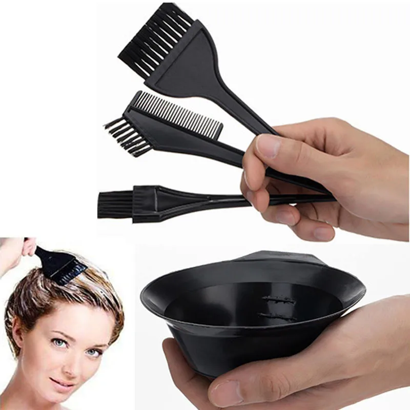 4 Pcs/Set Large Size Professional Salon Hair Dye Set Quality Hair Color Brush Comb Mixing Bowl Tint Tool Headed Brushes Set
