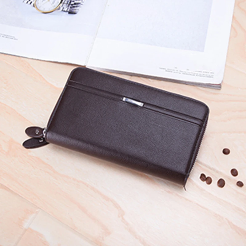 Vintage Men wallets with coin pocket long zipper purse for men clutch business Male Wallet Double Large Purse | Багаж и сумки