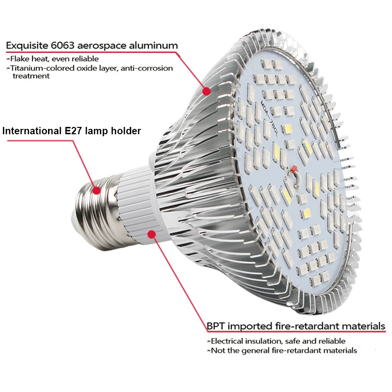 E27 лампы для растений светодиодный Grow светильник led полный спектр светать светильник лампочка Фито лампа фотосинтеза для комнатных растений цветы и саженцы растут