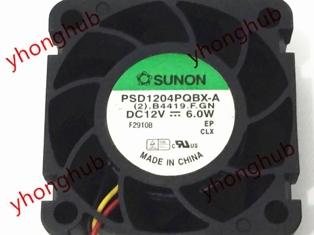 SUNON PSD1204PQBX A (2).B4419.F.GN DC 12V 6ВТ 3 жильный 40x40x28 мм Сервер вентилятор охлаждения|square