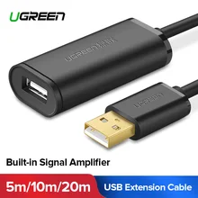 Ugreen USB кабель-удлинитель 5 м/10 м/20 м/30 м Штекерный к женскому USB 3,0 усилитель кабельного сигнала USB3.0 2,0 удлинитель шнура USB удлинитель