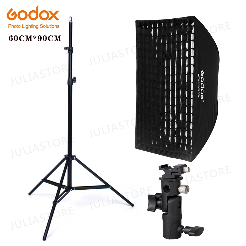 

Godox 60x90cm Flash Umbrella Softbox Diffuser Reflector + Hot Shoe Bracket + 2M Light Stand + Honeycomb Grid for Speedlite Flash