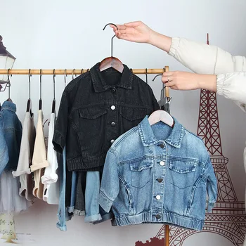 

Children Clothing Baby Boys and Girls Denim Pockets Jackets Kids Cowboy Jackets Toddler Kids Outerwear Coat Child Loose Coat