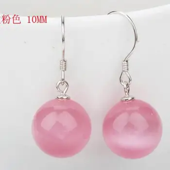 Pink Cat's Eye Stone Drop Earrings For Women Earring Earings Silver color Jewelry Earing Brincos Brinco Oorbellen Gift
