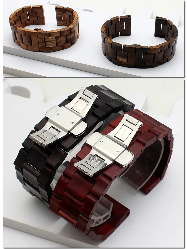 Деревянный ремешок для часов высокого качества ремешок 22 мм 24 мм с раскладной пряжкой браслет общего назначения стиль