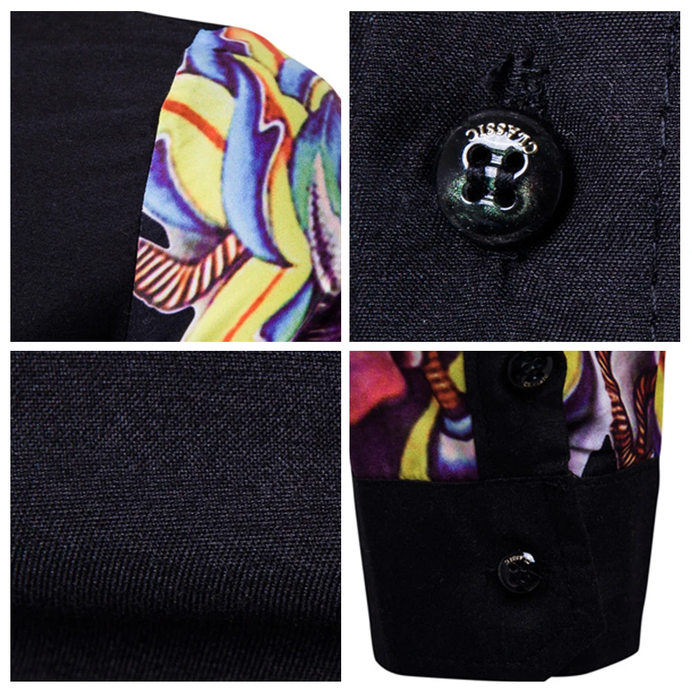 Men's Long Sleeve Floral Print Slim Fit Casual Dress Shirt Fashion Shirt for Men image 6