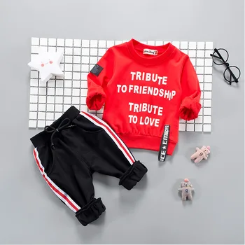 

Infant clothes children spring baby boys clothing sets black white red toddler 2pcs clothes sets boys spring set