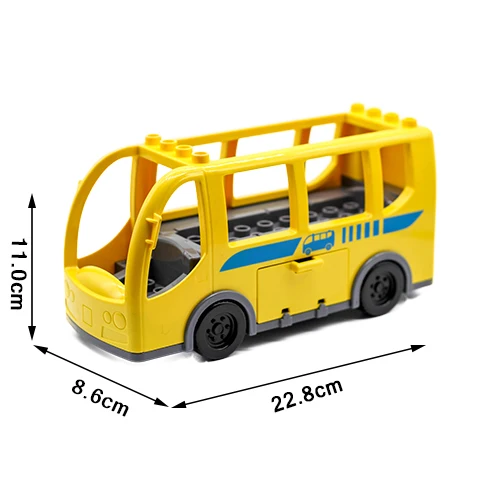 Мини-автомобили самолет большие строительные блоки автобус Перевозки грузовик фургон прицеп вертолет совместим Duplo городской автомобиль наборы игрушки подарок ребенку - Цвет: BUS
