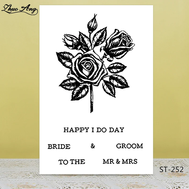 

ZhuoAng Flower Style Wedding Invitation Clear Stamps/seal For DIY Scrapbooking/Card Making/Album Decorative Silicon Stamp Crafts