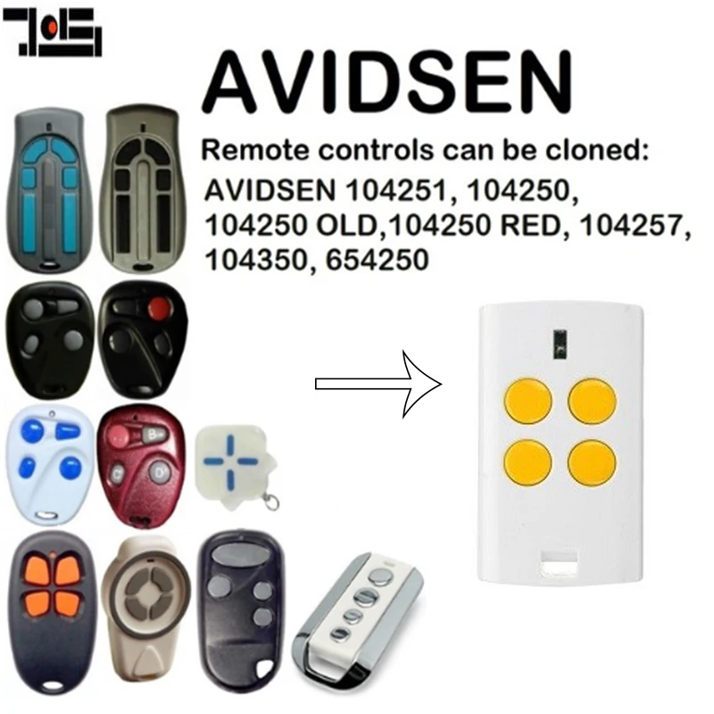 

The remote for AVIDSEN 104251, 104250, 104257, 104350, 654250 Remote Control Duplicator 280-868mhz