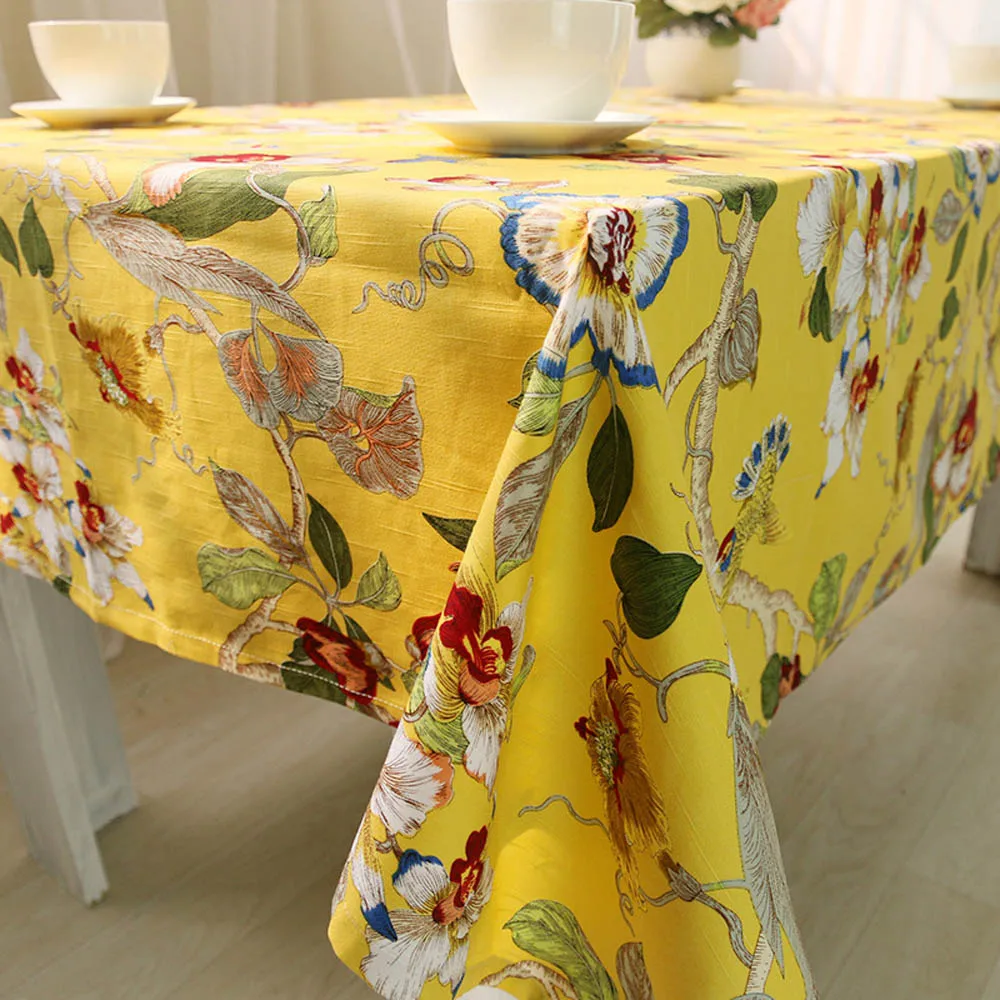 Hot Sale 4 Design Pastoral Floral Home Kitchen Table Cloth Wedding Party Table Cover Multi Size Hotel Coffee Tablecloth Cotton