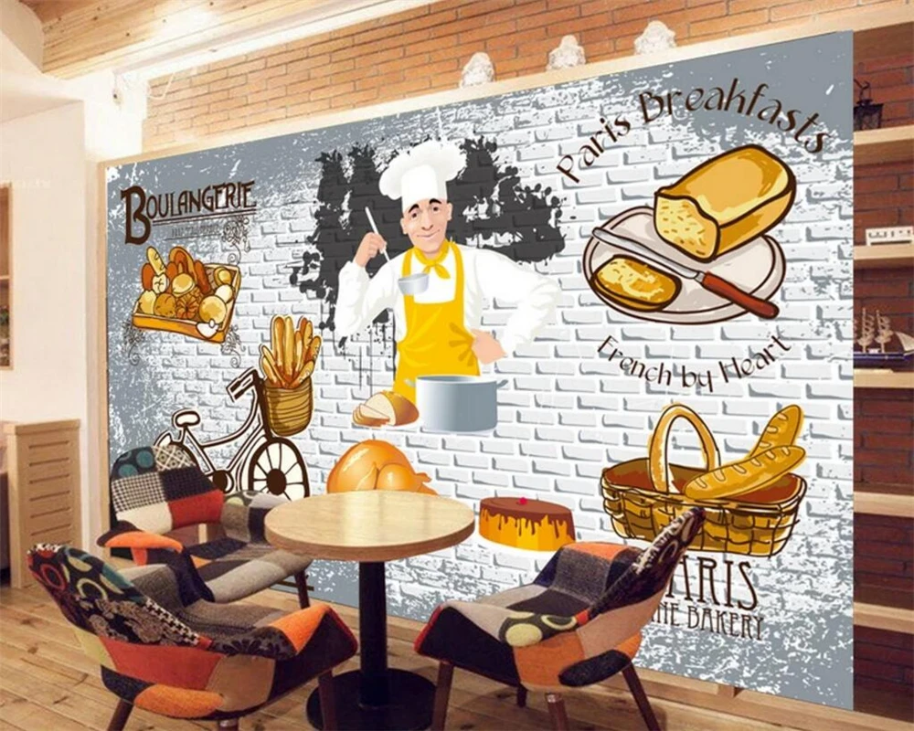 custom wallpaper murals continental breakfast shop coffee bar wall decorative painting fast food restaurant murals 3d wallpaper - aliexpress