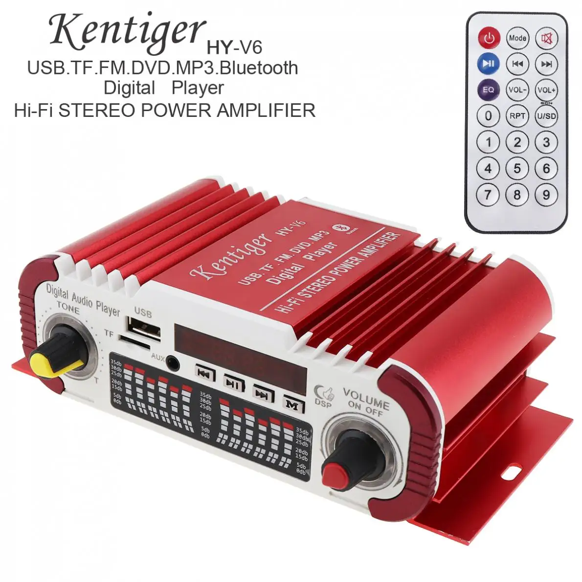 

HIFI Bluetooth Digital Car Power Amplifier FM Radio Stereo Audio Player Support SD USB DVD MP3 Input for Auto Motorcycle Home