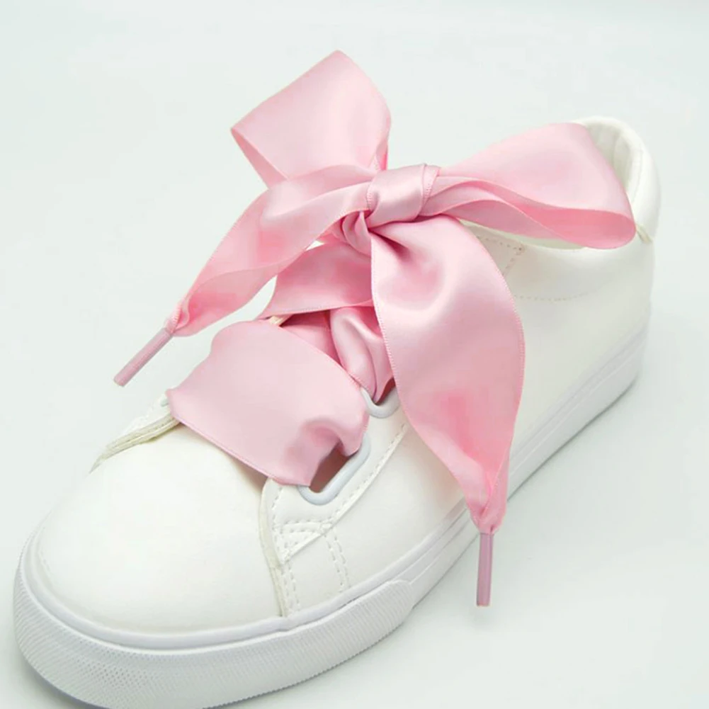 Модные шелковые шнурки для обуви, цветные атласные шелковые ленты, кроссовки со шнурками, шнурки для обуви 4 см, широкие шнурки