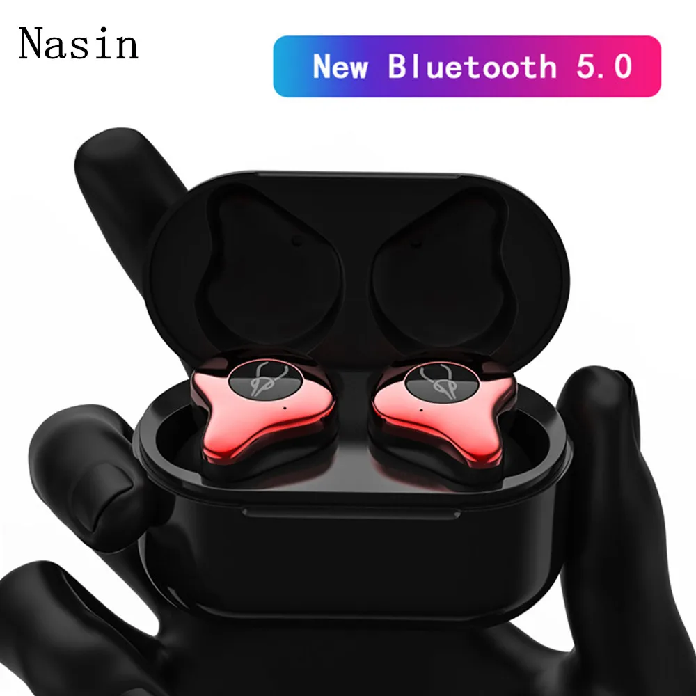 

Nasin E12 TWS Bluetooth 5.0 Earphone Mini Wireless Headset HiFi Sports Earbuds Microphone With Fast Charging Case for xiaomi