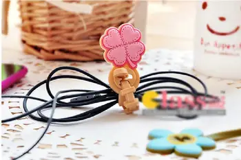 

50pcs/lot Clover flower shape Headphone Earphone Cable Wire Organizer Cord Holder USB Charger Cable Winder For iphone samsung