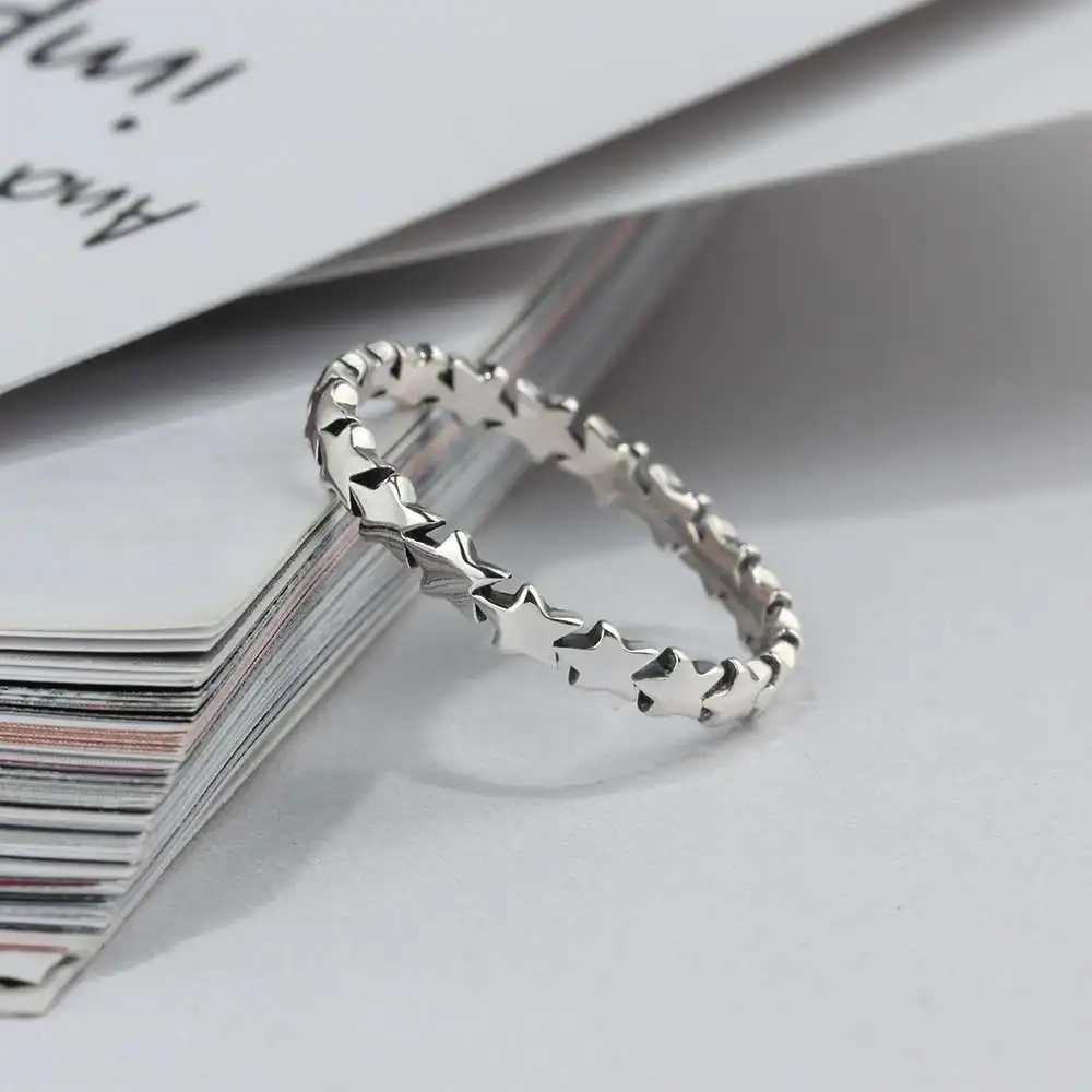 Fashion OL Style Star Shape Finger Ring Genuine 925 Sterling Silver Rings For Women Party Gifts Jewelry (JewelOra RI102869)