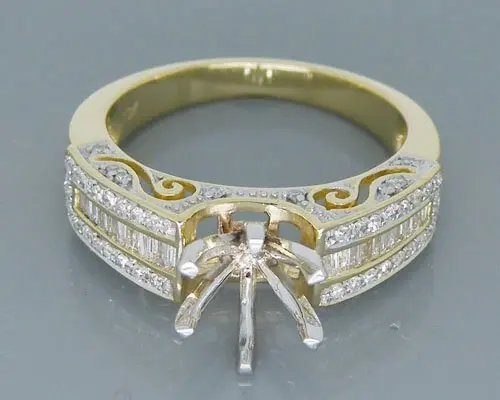 Круглый 6-8 мм 18Kt желтого золота свадьба полу Гора кольцо, кольцо установки для свадьбы и вечеринки
