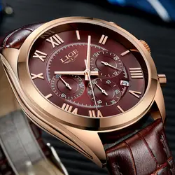 LIGE Для мужчин s часы лучший бренд класса люкс Для мужчин Водонепроницаемый военные спортивные часы Высокое качество кожаные кварцевые часы