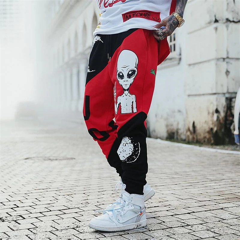 

Men's Sweatpants Patchwork Joggers Pants Men 2019 Spring Casual Printed Pants Hip Hip Trend Streetwear Beam foot Trousers Men