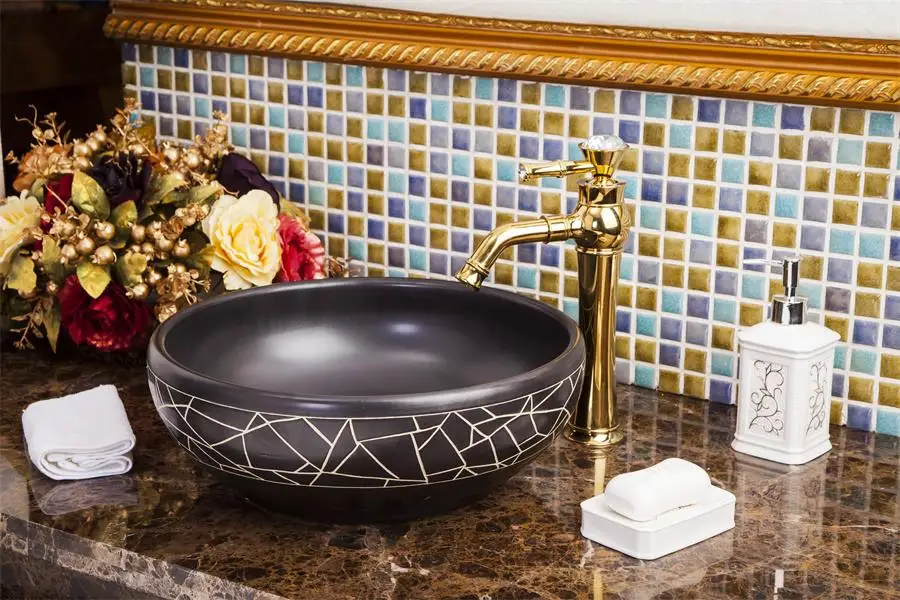 Europe Vintage Style Hand Painting Art Countertop bathroom hand painted sinks (3)