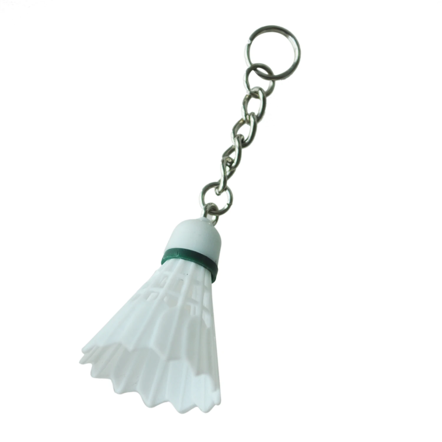 White Plastic Shuttlecock Badminton Pendant Keychain Keyring Ornament