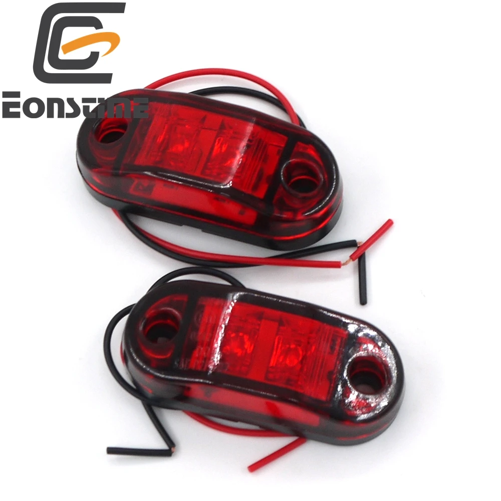 Eonstime 2 шт. 2LED Боковой габаритный фонарь светильник габаритный фонарь 12V 24V e-помечено автомобильный прицеп рабочими электрическими схемами E11 Водонепроницаемый IP68 цвета-красный, желтый, белый