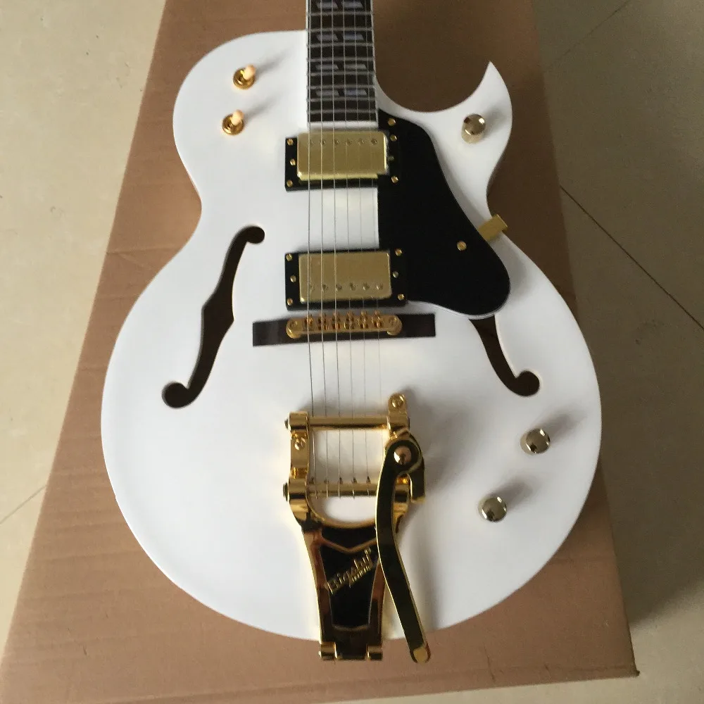 

Newest Custom Jazz Electric Guitar,Bigsby Pull string board and gold fittings,Semi Hollow Body Archtop Guitar,free shipping