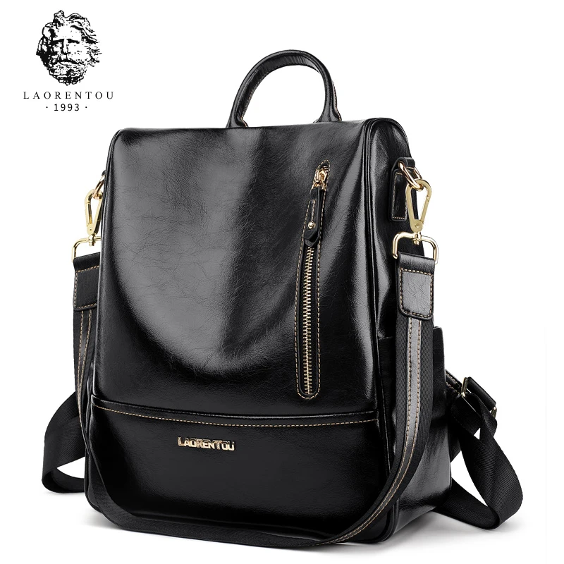 LAORENTOU 2018 Student Backpack Solid Female New Fashion Women Genuine Leather School Bag Ladies Backpacks For Teenager Girls LAORENTOU 2018 Student Backpack Solid Female New Fashion Women Genuine Leather School Bag Ladies Backpacks For Teenager Girls