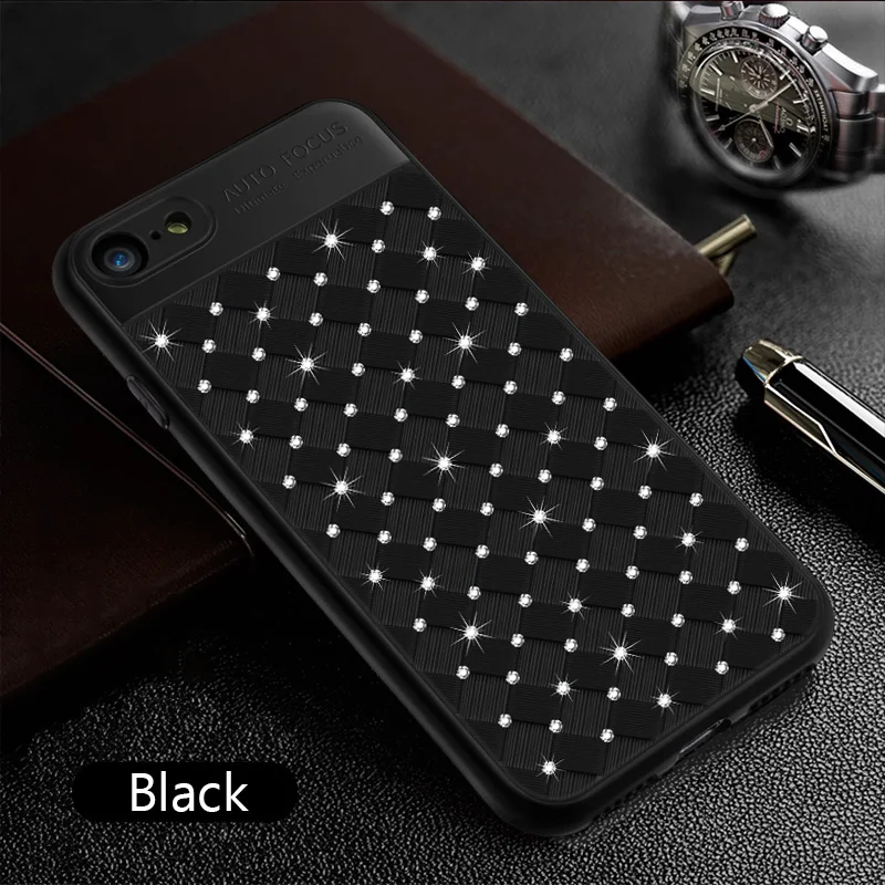 KIP71246B_1_Rhinestone Glitter Case for iPhone 6S 7 8 Plus XS XR XS Max Soft TPU Diamonds Weaving Protection Back Cover