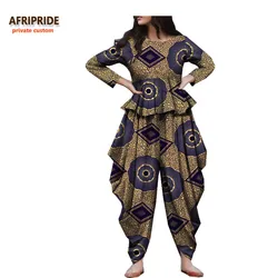 2018 spring&autumn african suit for women AFRIPRIDE three quarter sleeve top+ankle length wide pants casual women suit A722676 2018 spring&autumn african suit for women AFRIPRIDE three quarter sleeve top+ankle length wide pants casual women suit A722676
