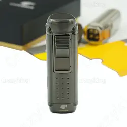 COHIBA закаленное Сталь Газ Бутан 4 факел Jet Flame Зажигалка С Панч сигареты ветрозащитный Запальные средства для мангала подарочная коробка