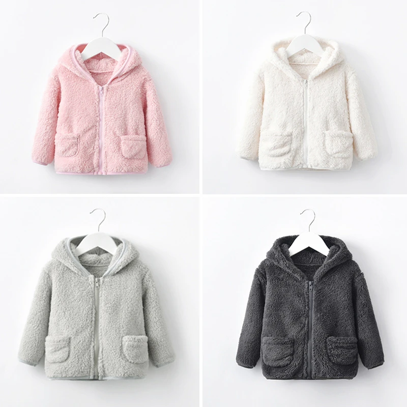 Toddler Baby Solid Fluffy Coat Cloak Jacket Thick Warm Outerwear Clothes For Children's Solid