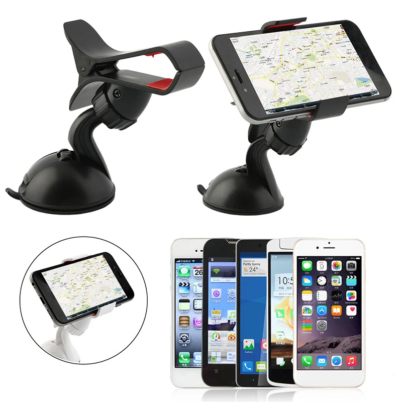 

Black 360 Rotation Adjustable Windshield Mount Stand Sucker Holder Bracket for Smart Phone GPS Navigation Car Styling